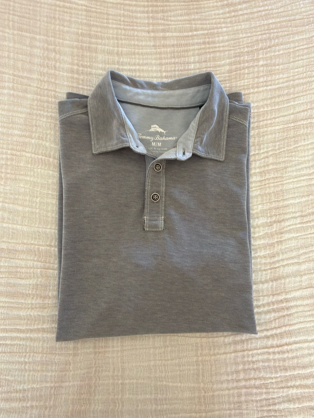 🌴 Tommy Bahama Men's Emfielder Grey Polo Shirt (Size M) 🐟